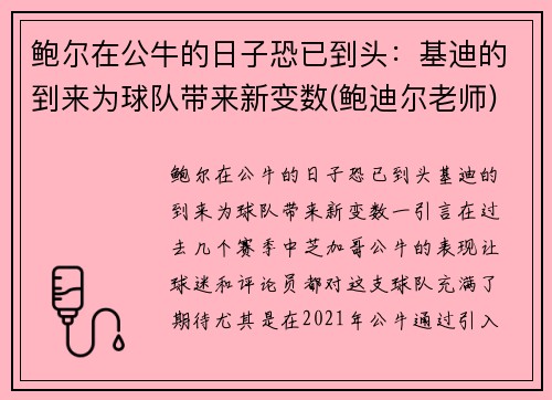 鲍尔在公牛的日子恐已到头：基迪的到来为球队带来新变数(鲍迪尔老师)